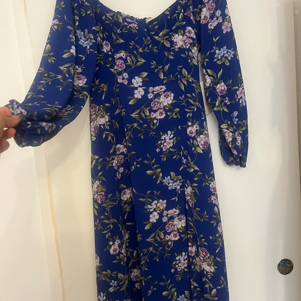 Forever 21 Blue Sundress with Sweetheart Neckline and Bishop Sleeves